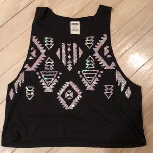 VS Pink bling sequin crop top